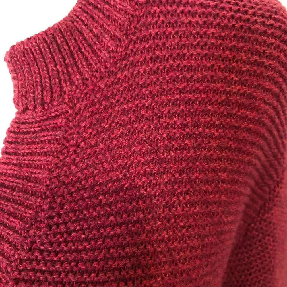 Norm Thompson Tunic Knit Sweater‎ PL Burgundy Textured Holiday Quiet Luxury 90s